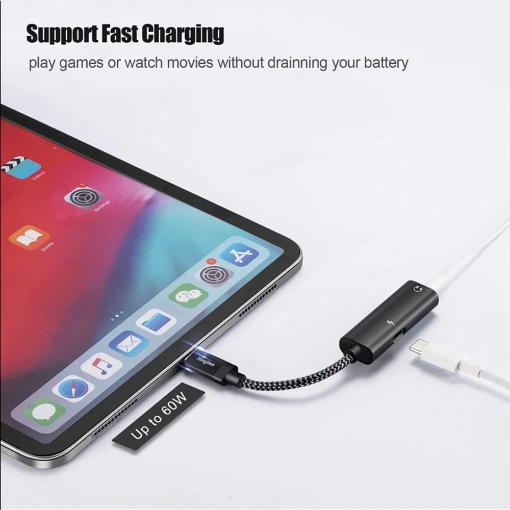 Hongloon USB-C to 3.5mm Headphone and Charger Adapter, 2-in-1